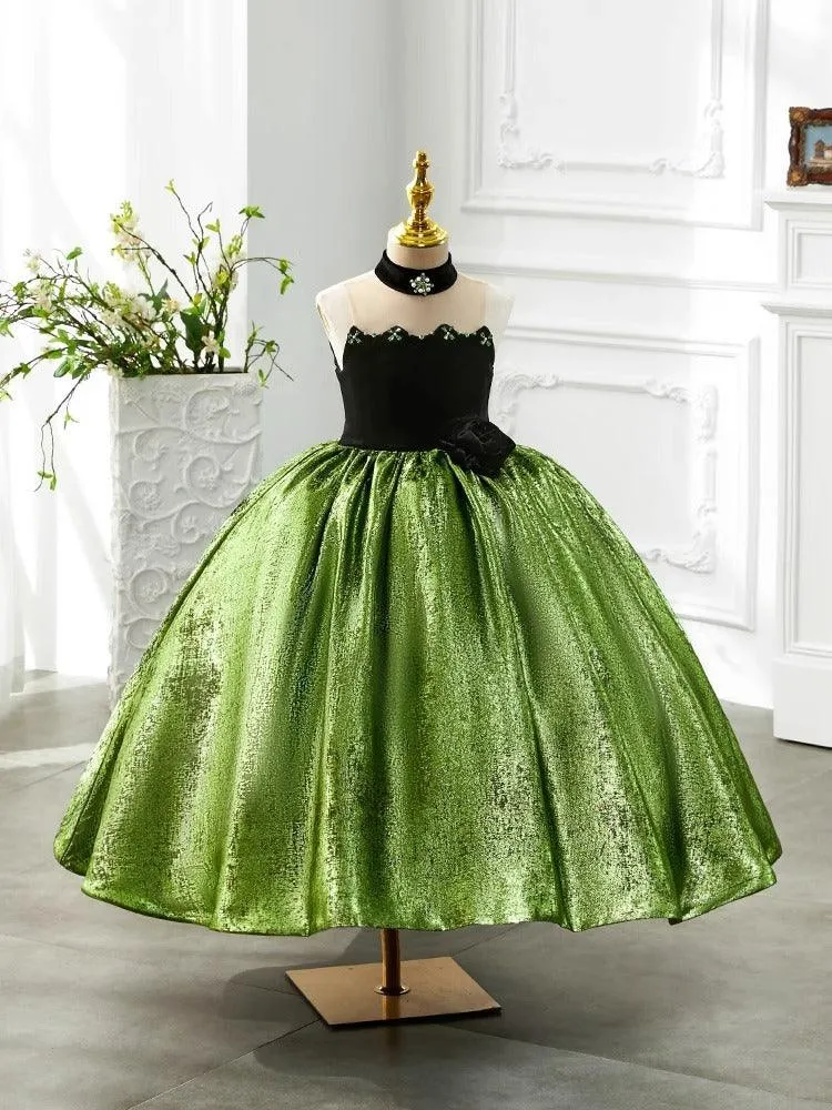 Elegant Black and Green Dress Trendy Black Top with Sparkle Skirt