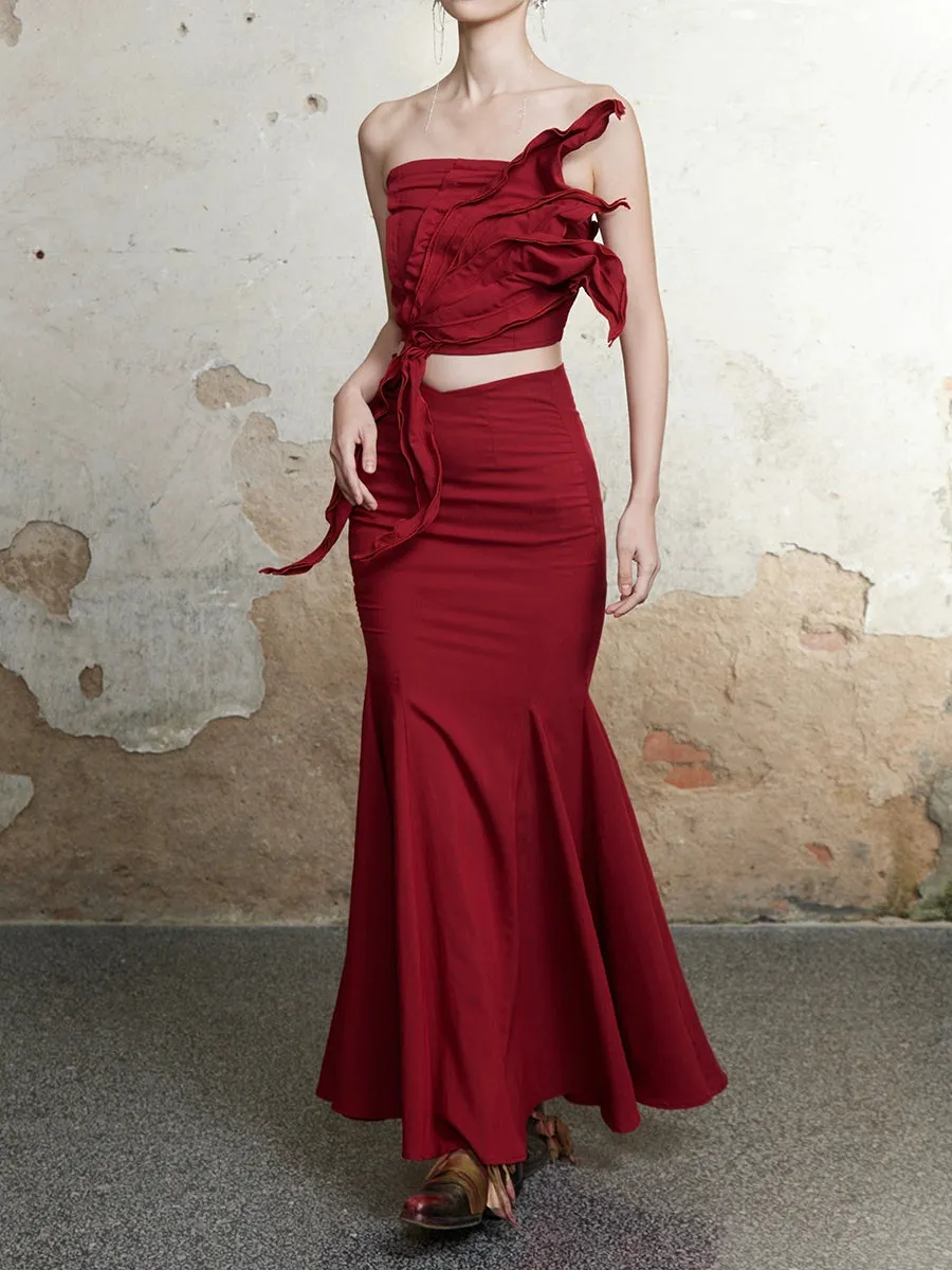Elegant Drape Mermaid Long Skirt