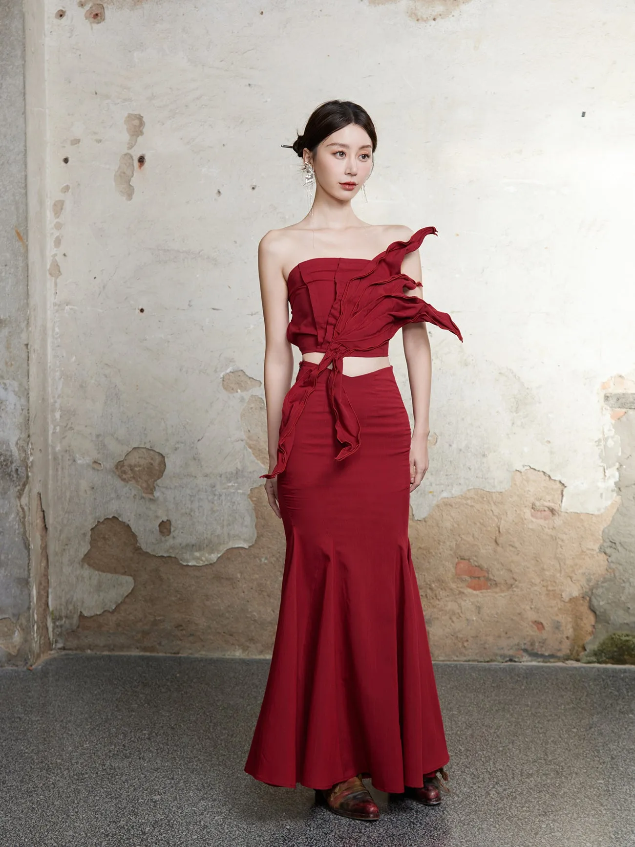 Elegant Drape Mermaid Long Skirt
