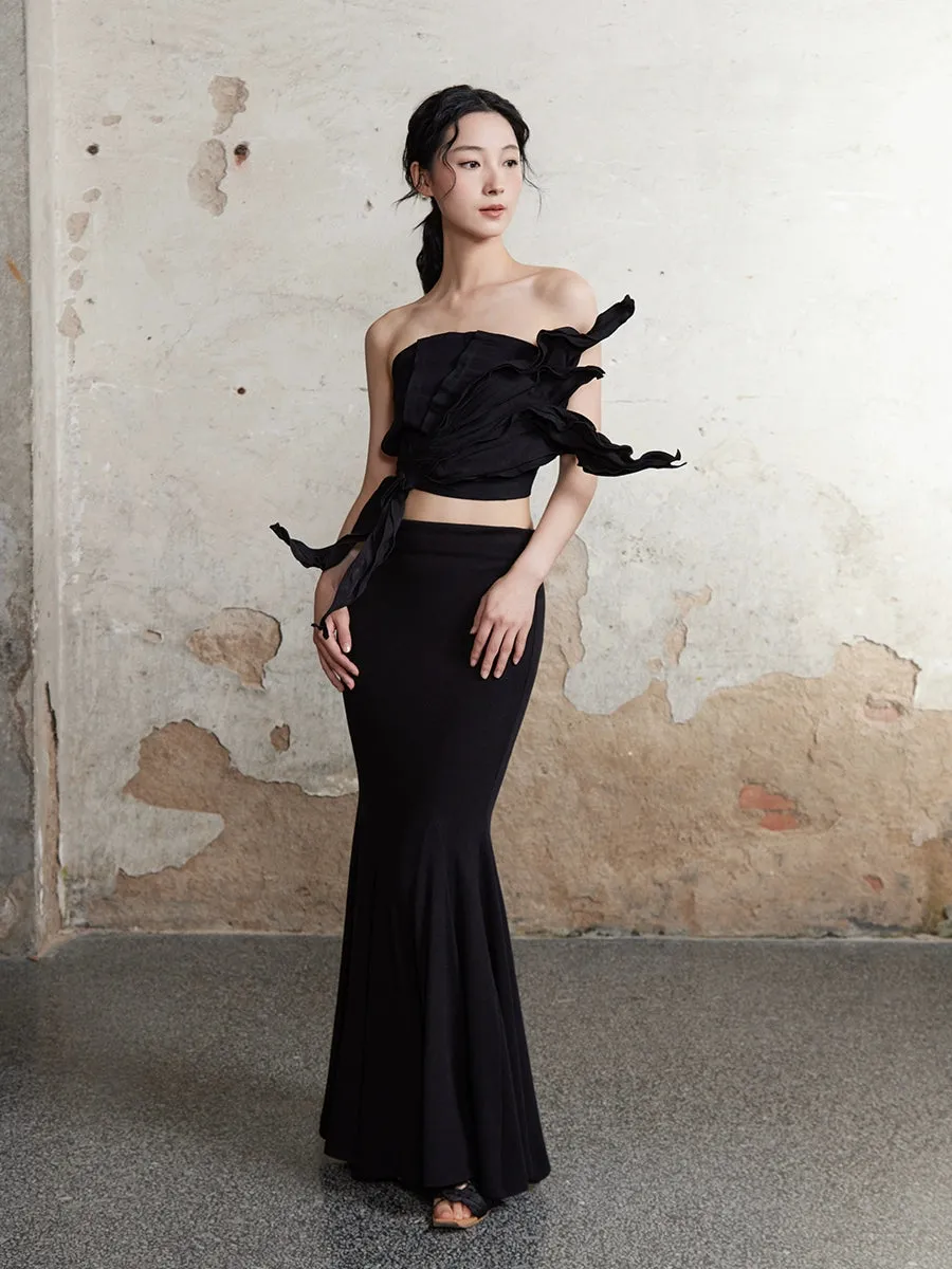 Elegant Drape Mermaid Long Skirt