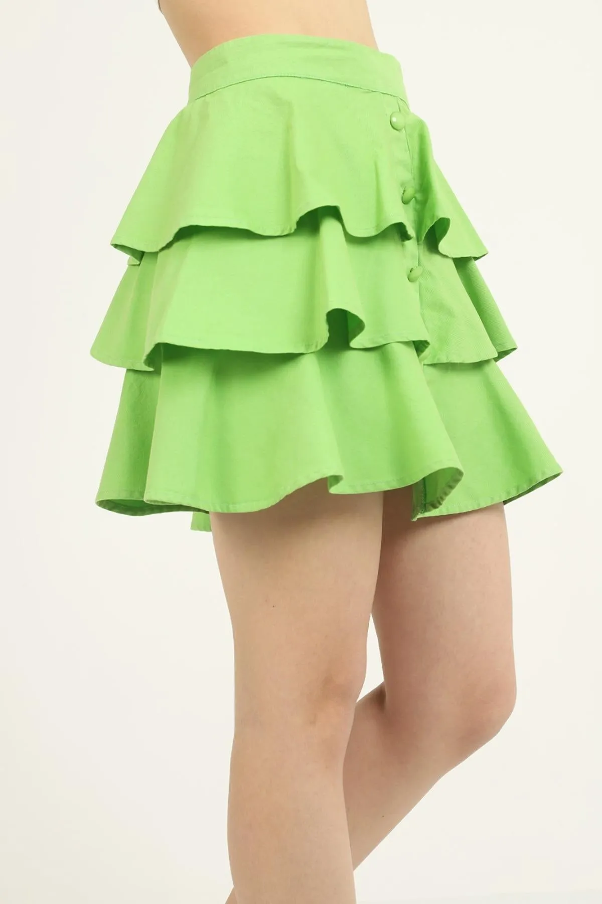 ELS Flounced Denim Skirt - Green - Tarrasa