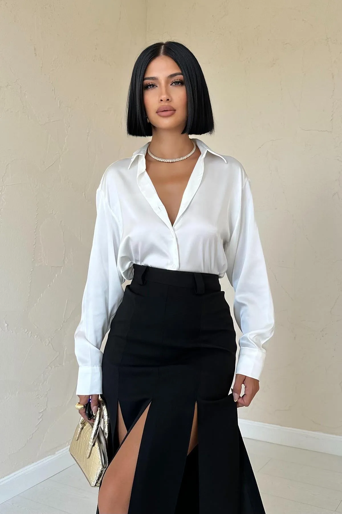 ELS Slit Distressed Skirt - Black - Scarborough