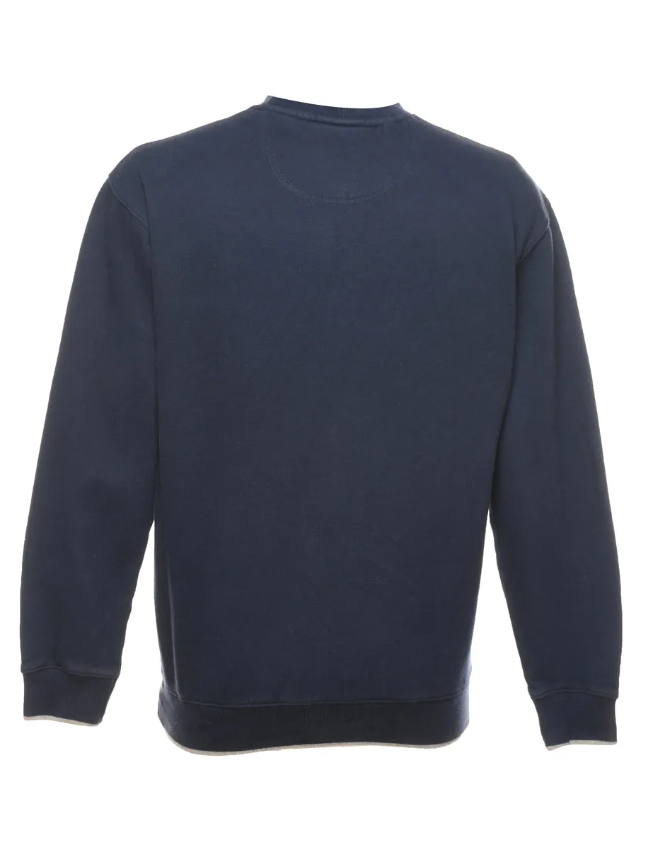 Embroidered Navy, Red & White Grandad Design Sweatshirt - M