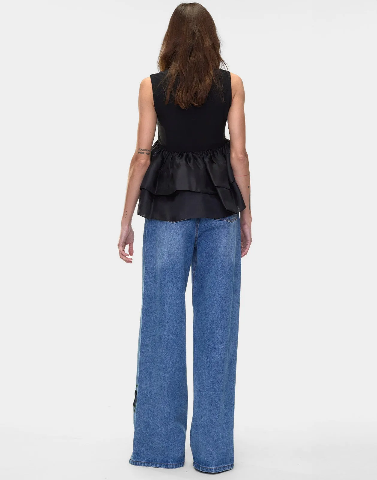 Embroidered Wide-leg Jean