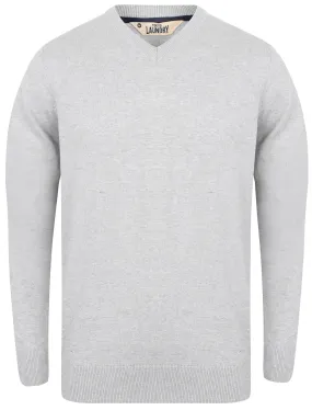 Expanse Cotton V Neck Jumper In Light Grey Marl - Tokyo Laundry