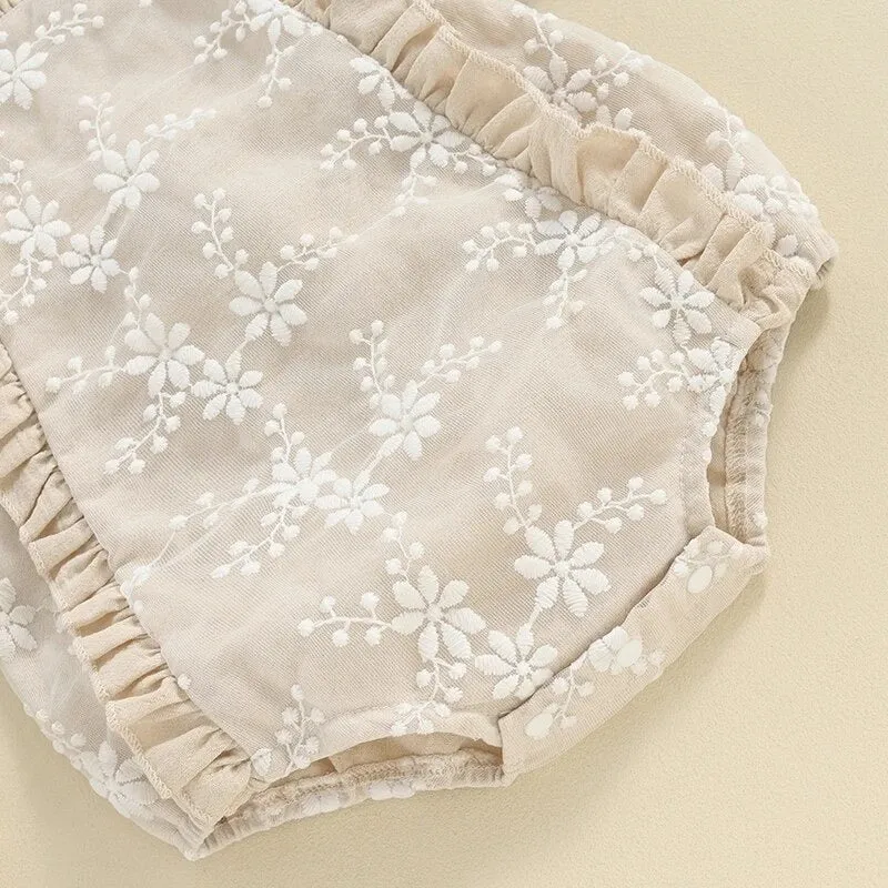Floral Lace Embroidery Romper