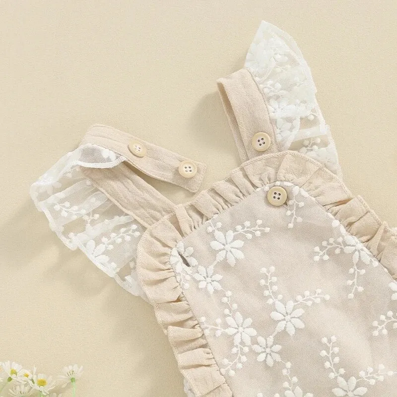 Floral Lace Embroidery Romper