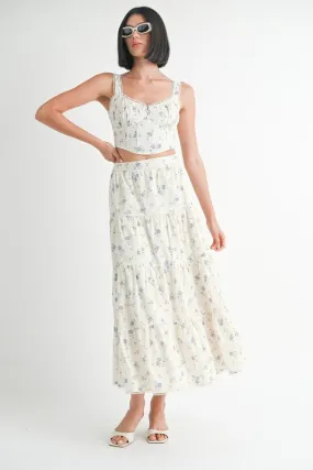 Floral Tiered Maxi Skirt