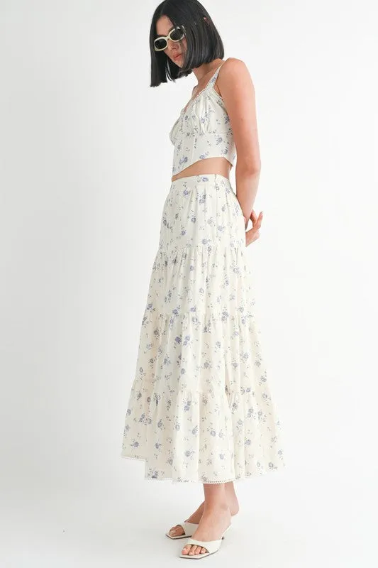 Floral Tiered Maxi Skirt