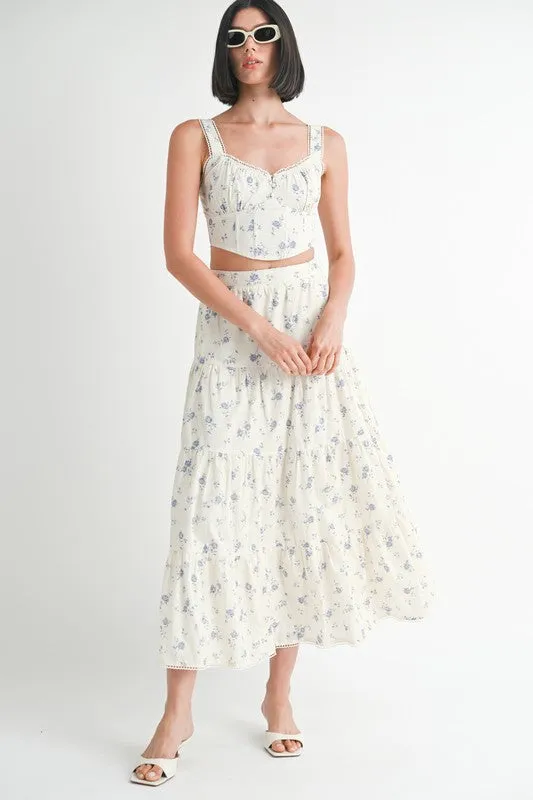 Floral Tiered Maxi Skirt