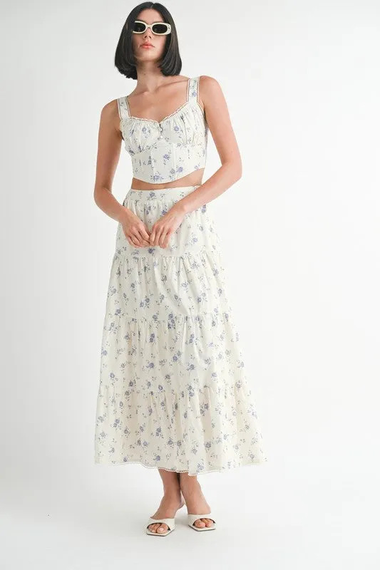 Floral Tiered Maxi Skirt