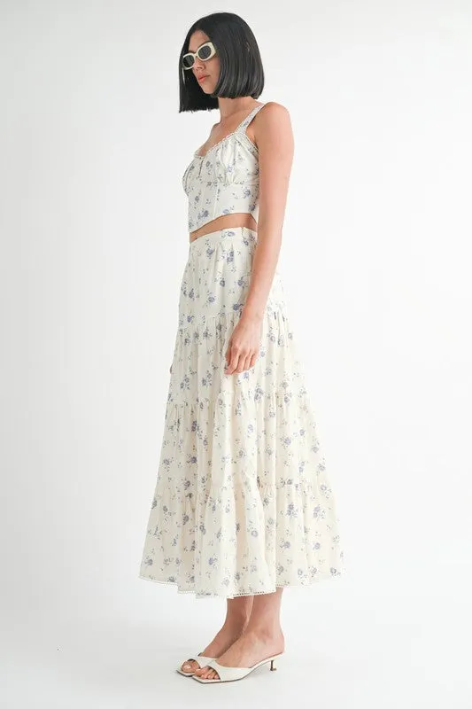 Floral Tiered Maxi Skirt