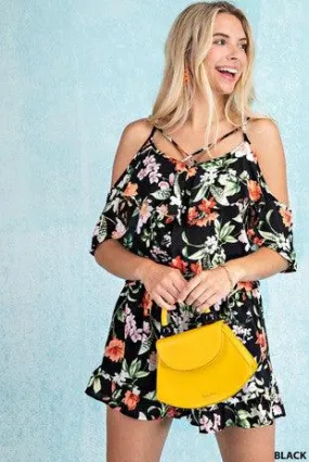 Front Criss Cross Floral Romper
