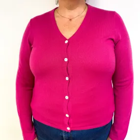Fuchsia Pink Cashmere V-Neck Cardigan Extra Large