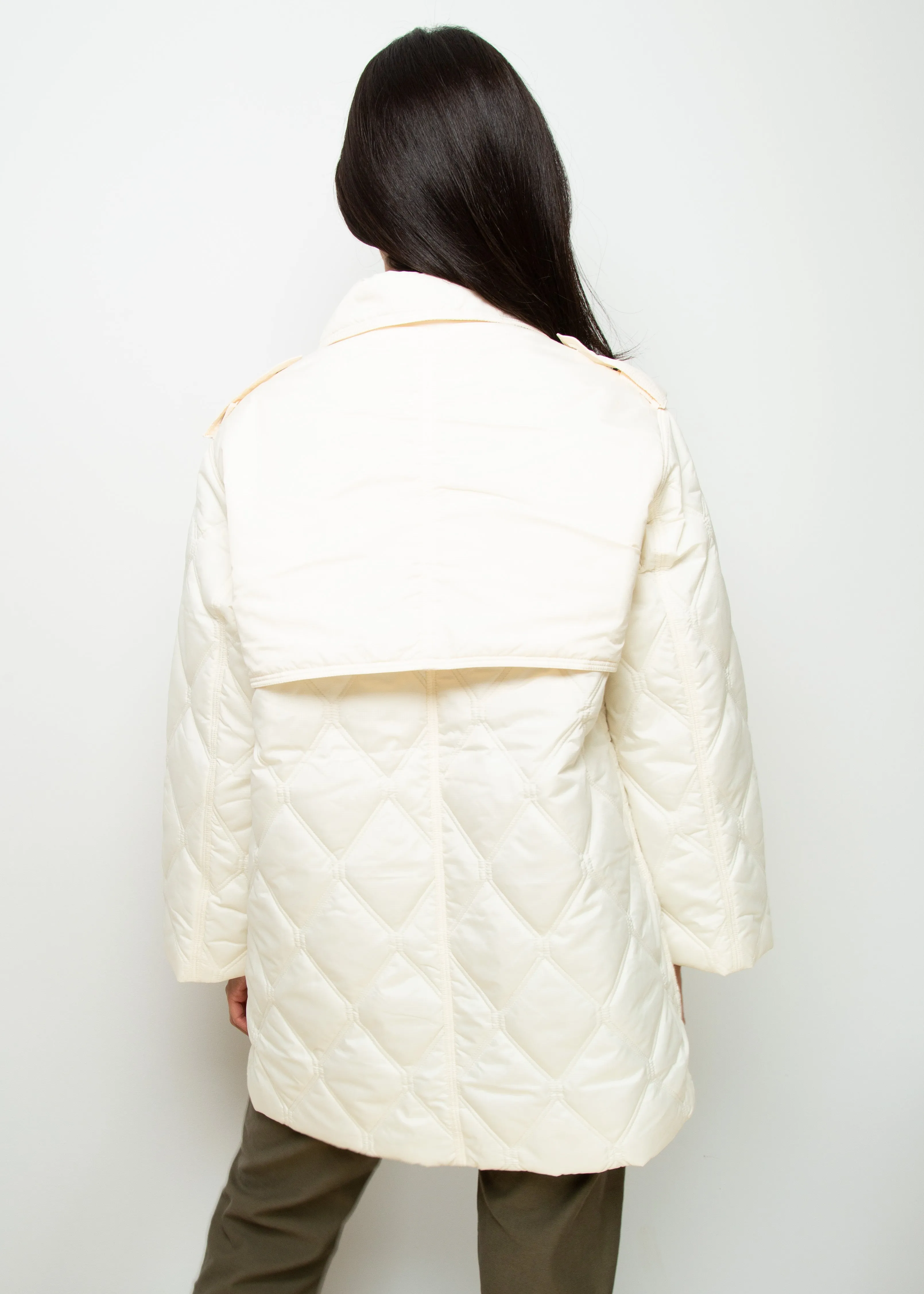 GANNI F7160 Recycled Ripstop Quilt Jacket in Egret