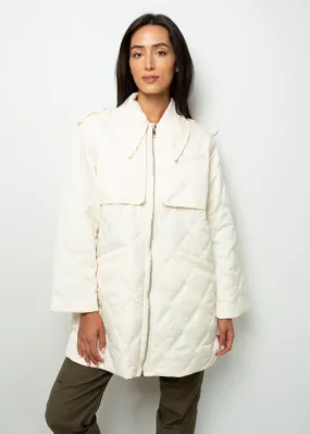 GANNI F7160 Recycled Ripstop Quilt Jacket in Egret