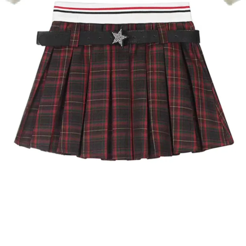 Girlary Winter Y2k Sports New Two Piece Set Women White Short Jacket  Plaid Mini Skirt Suit Female Korean Fashion Design Sweet Sets 2024