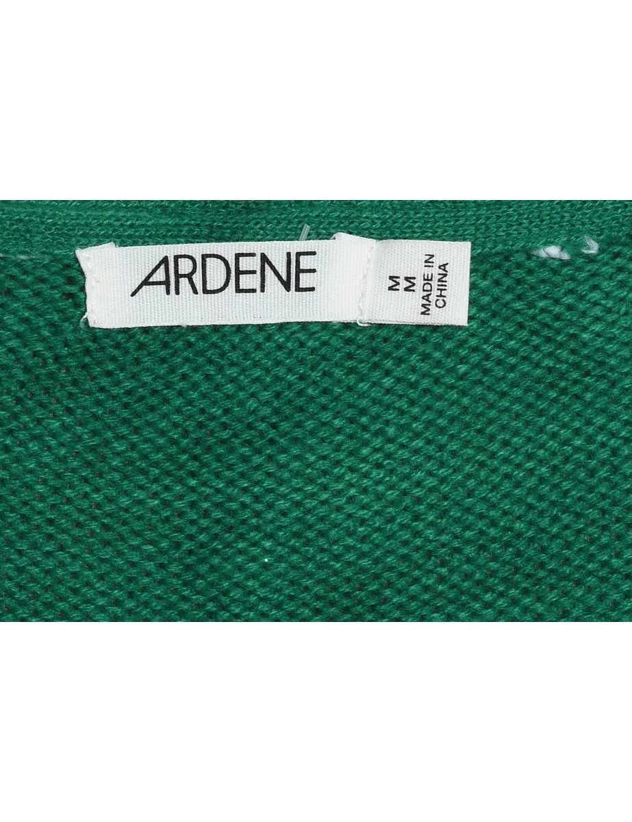 Green Nordic Reindeer Christmas Jumper - M