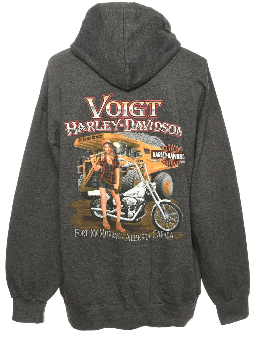 Harley Davidson Printed Grey Sweatshirt - S
