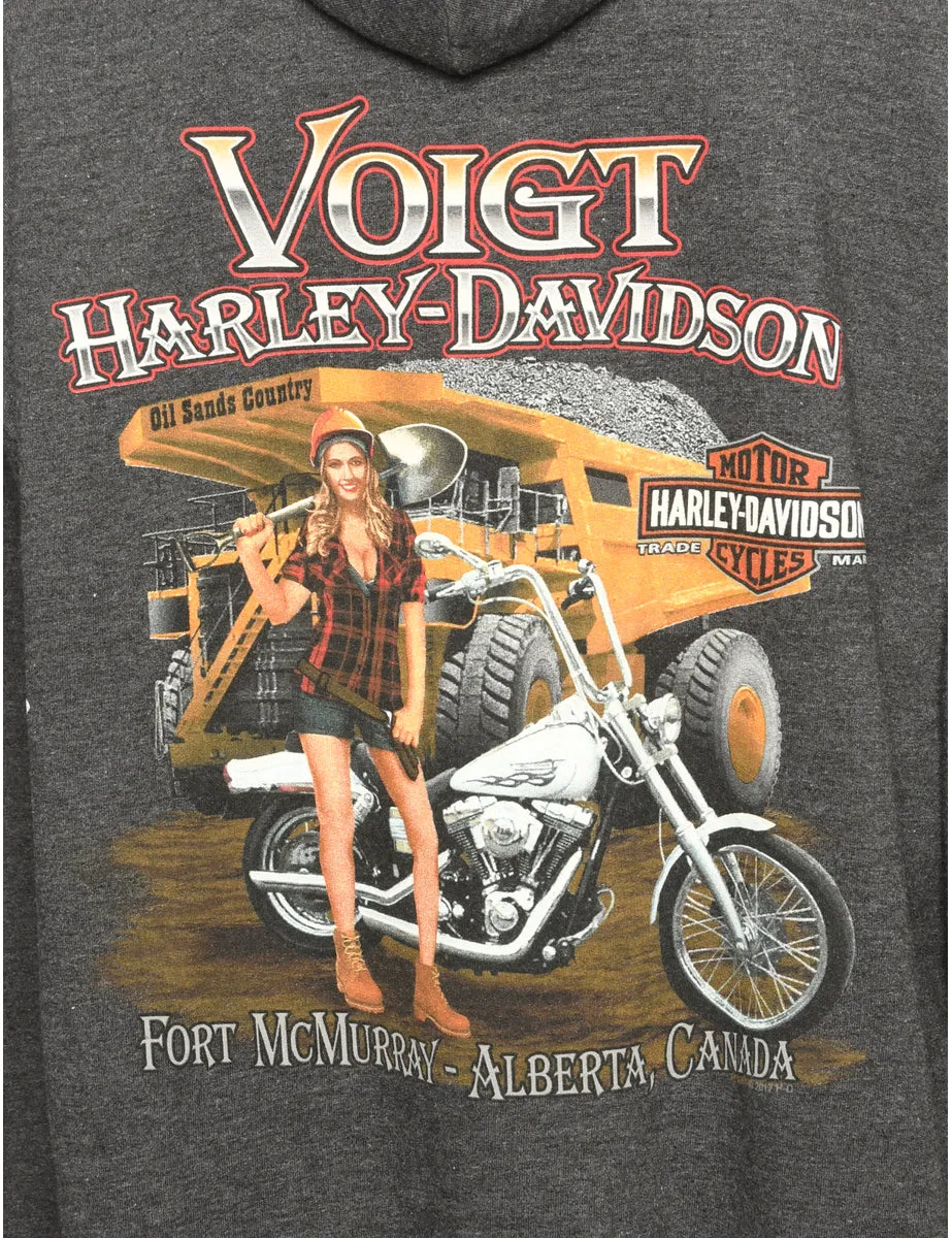 Harley Davidson Printed Grey Sweatshirt - S