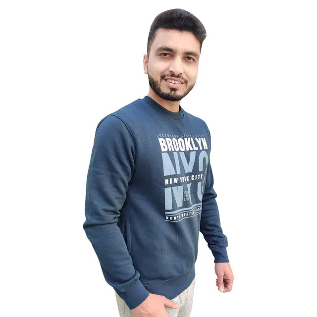 Hiflyers Mens Dark Airforce Slim Fit Printed Round Neck Sweatshirt