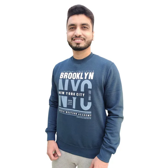 Hiflyers Mens Dark Airforce Slim Fit Printed Round Neck Sweatshirt