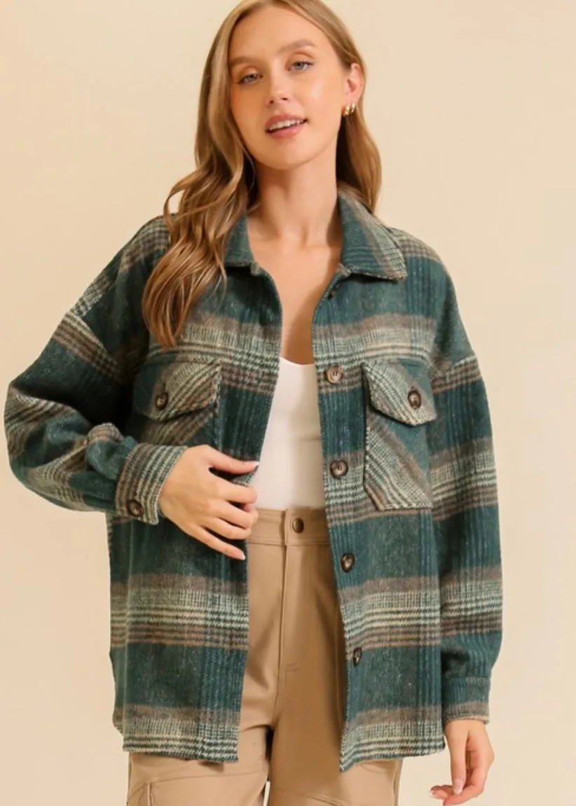 Hunter Green Plaid Shacket