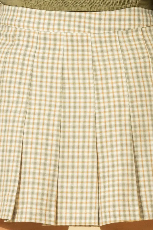 HYFVE Tease Me Plaid Pleated Skater Mini Skirt