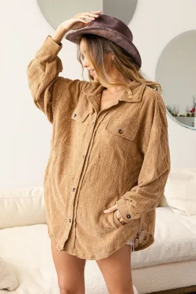 IP4500-49_1 | TEXTURED LOOSE FIT BUTTON UP SHACKET