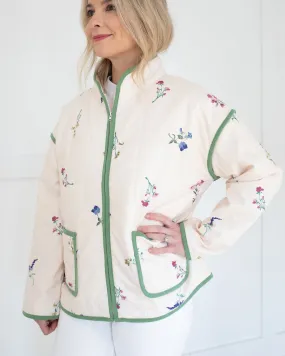Ivory Floral Quilted Jacket