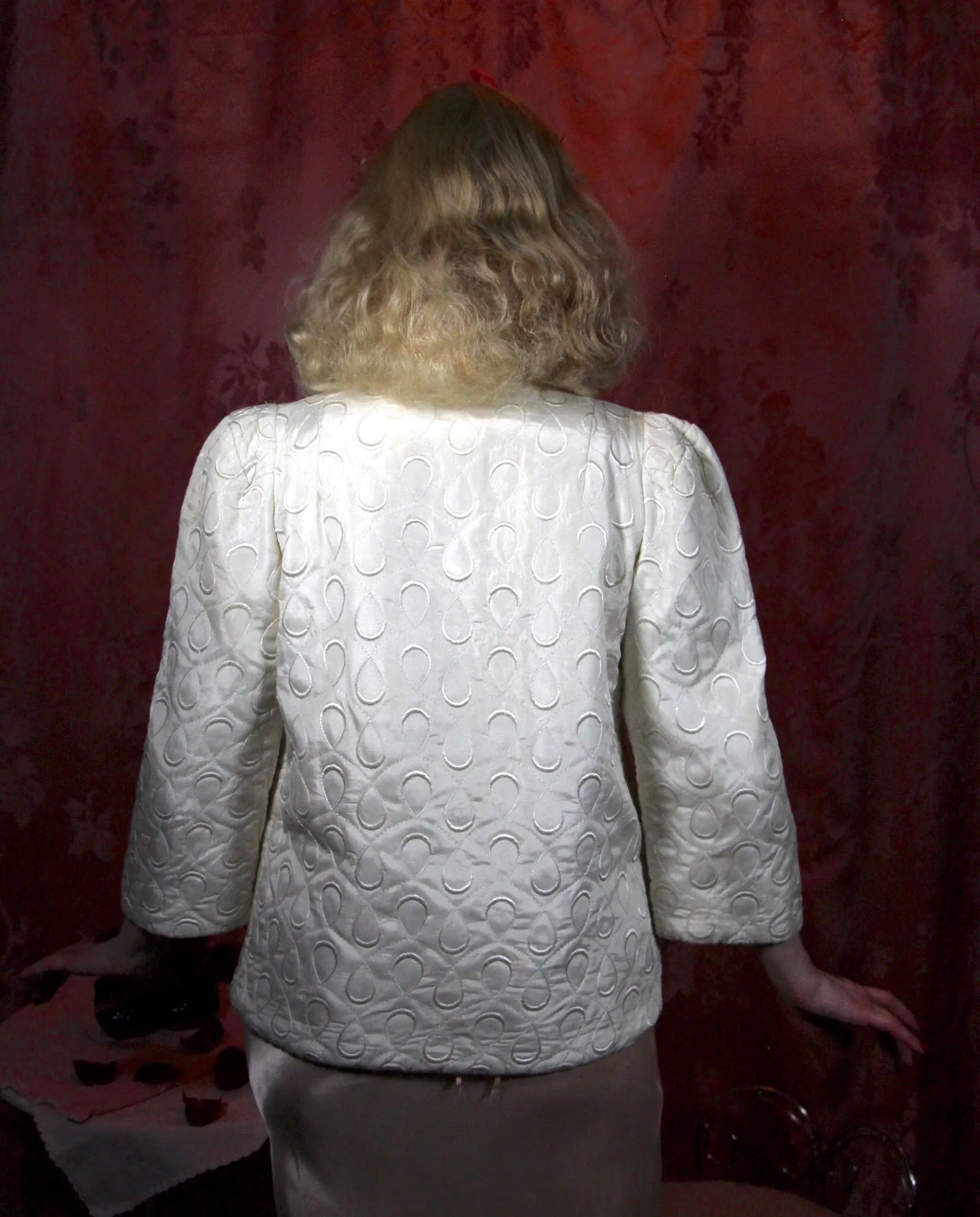 Ivory Quilted Bedjacket S/M #064