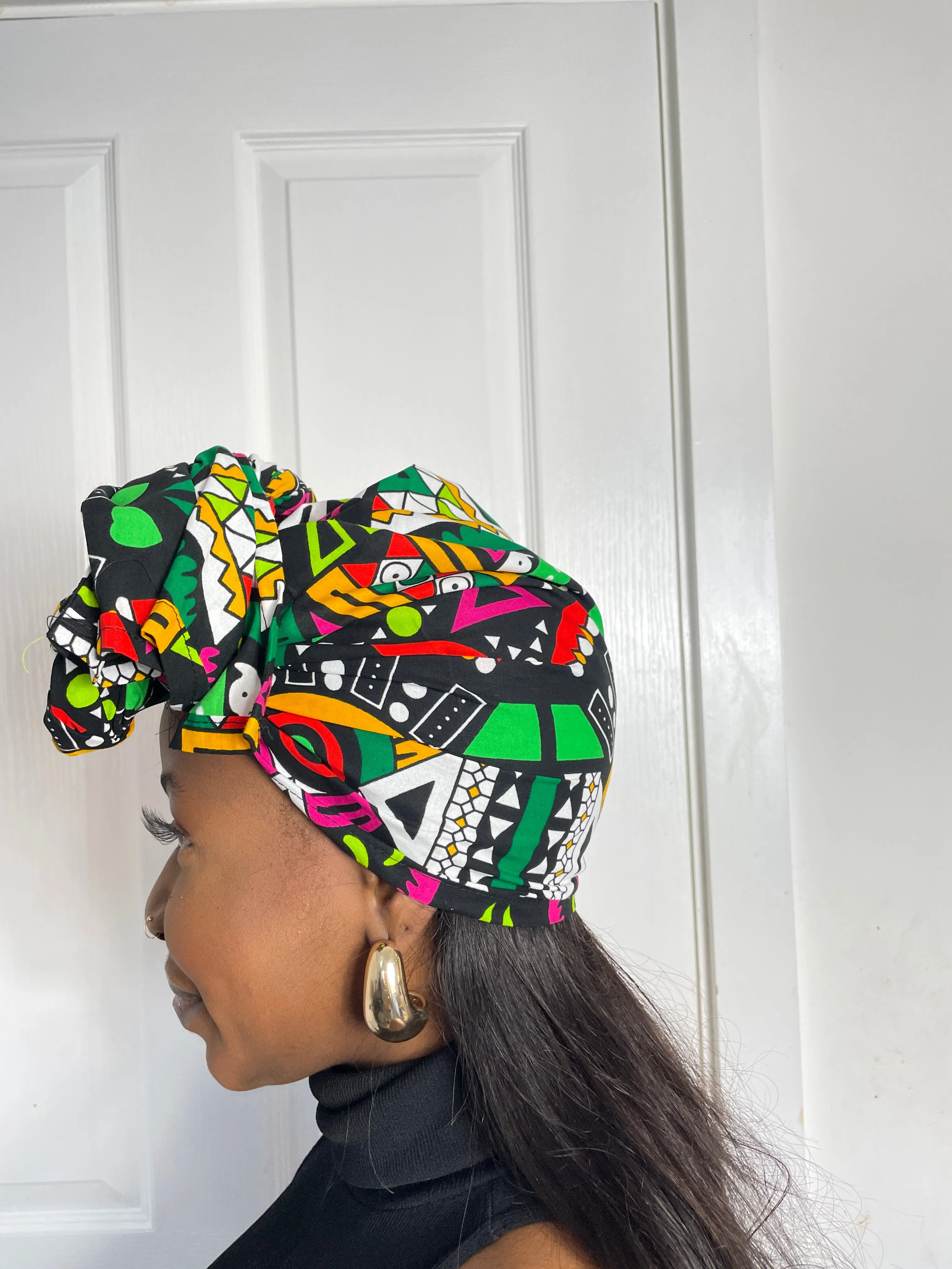 Juliana Yellow and Green Multicolored Ankara Headwrap/Scarf