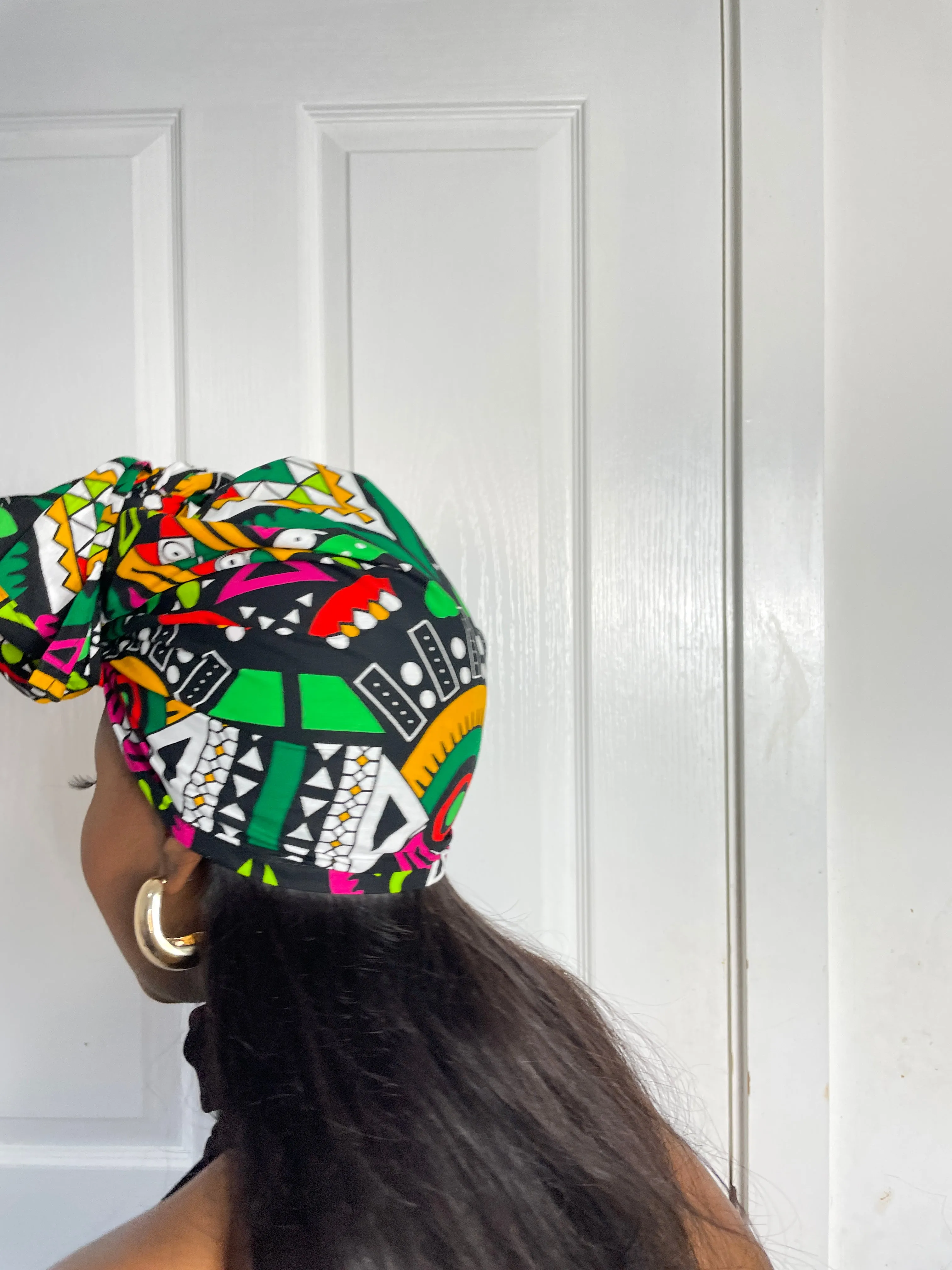 Juliana Yellow and Green Multicolored Ankara Headwrap/Scarf