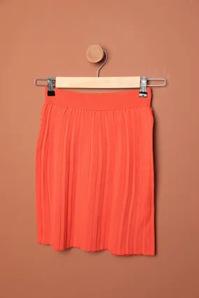 KKT Knitwear Women's Pleated Skirt-Orange - Chino