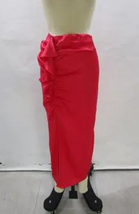 Knee length side ruffle skirt
