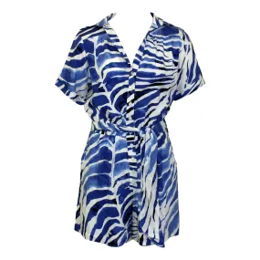La Mer Luxe Short Sleeve Renee Romper - Navy Batik