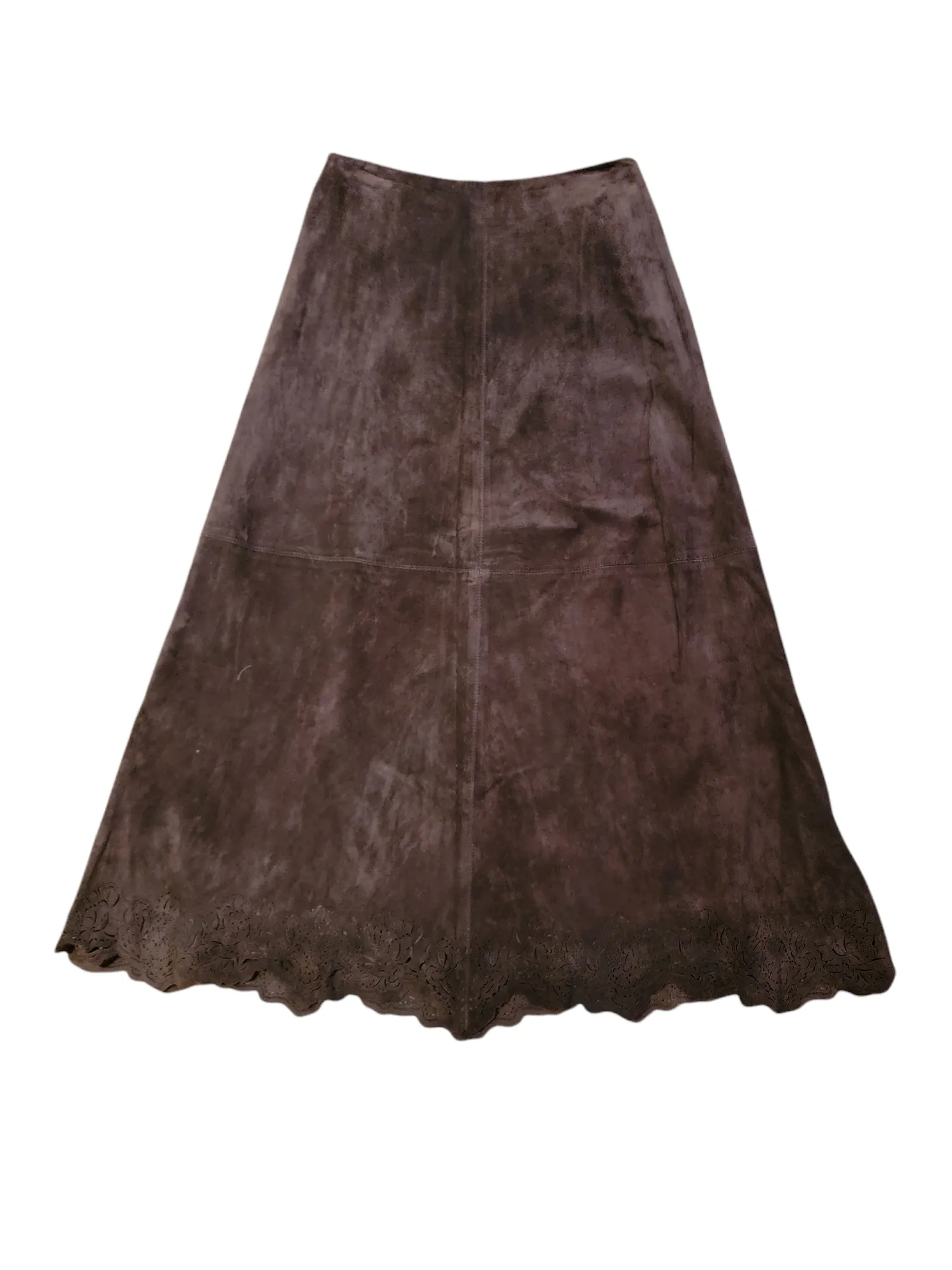 Lafayette 148 Laser-Cut Hem Suede Maxi Skirt Fully Lined Size 6