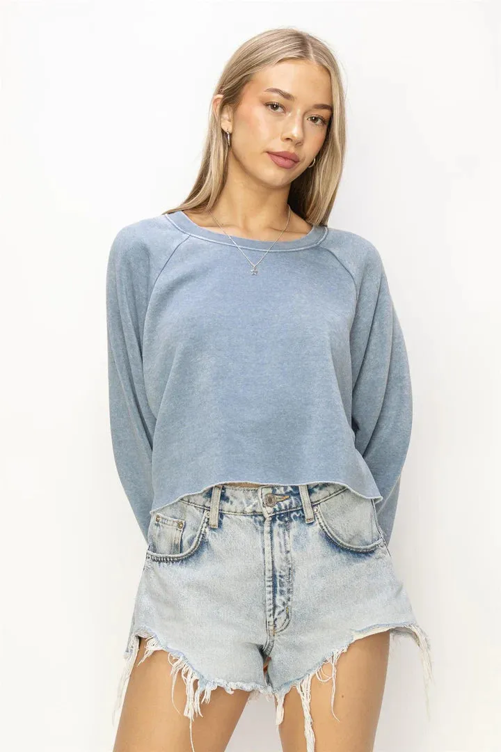 Laid Back In The Blue Crop Sweatshirt