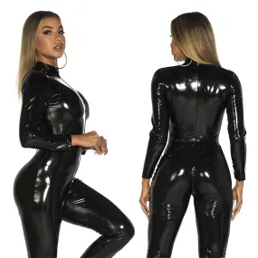 Langärmliger Overall aus Lackleder Jumpsuits