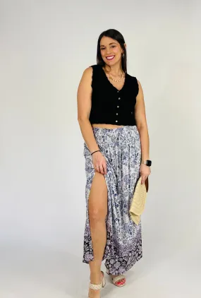 Lila Purple Floral Maxi Skirt