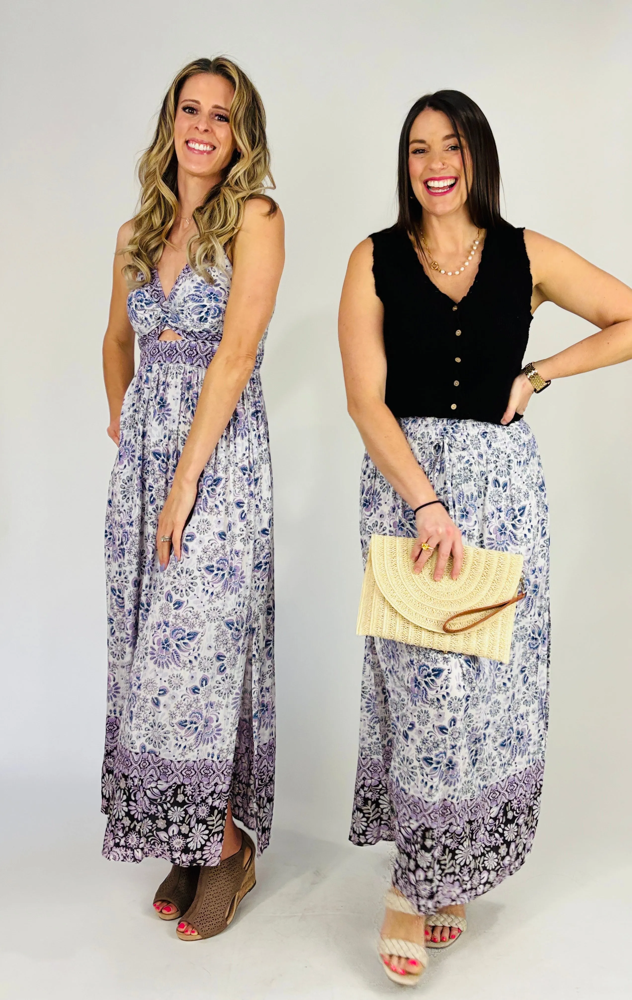 Lila Purple Floral Maxi Skirt