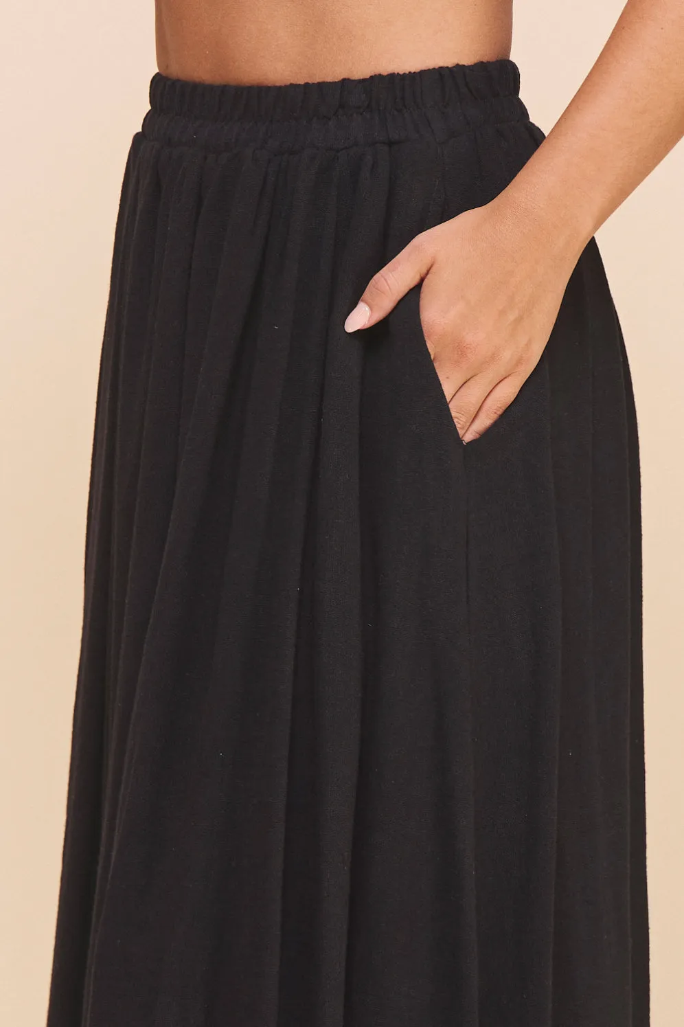 Linen Blend Maxi Skirt