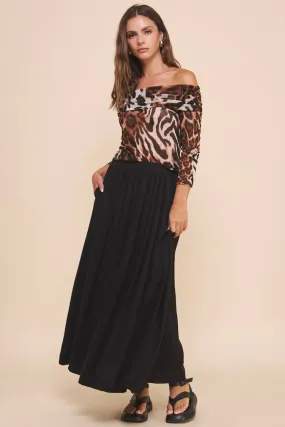 Linen Blend Maxi Skirt