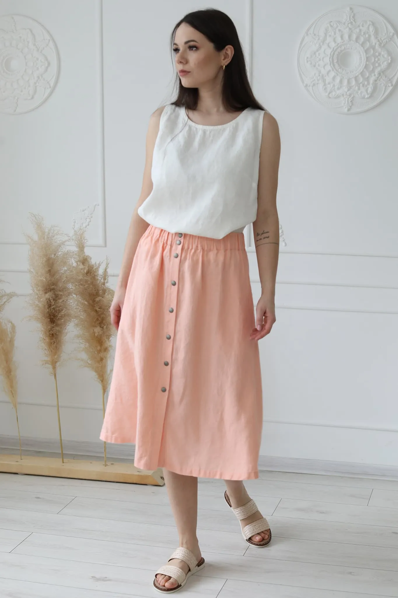 Linen midi skirt Nela