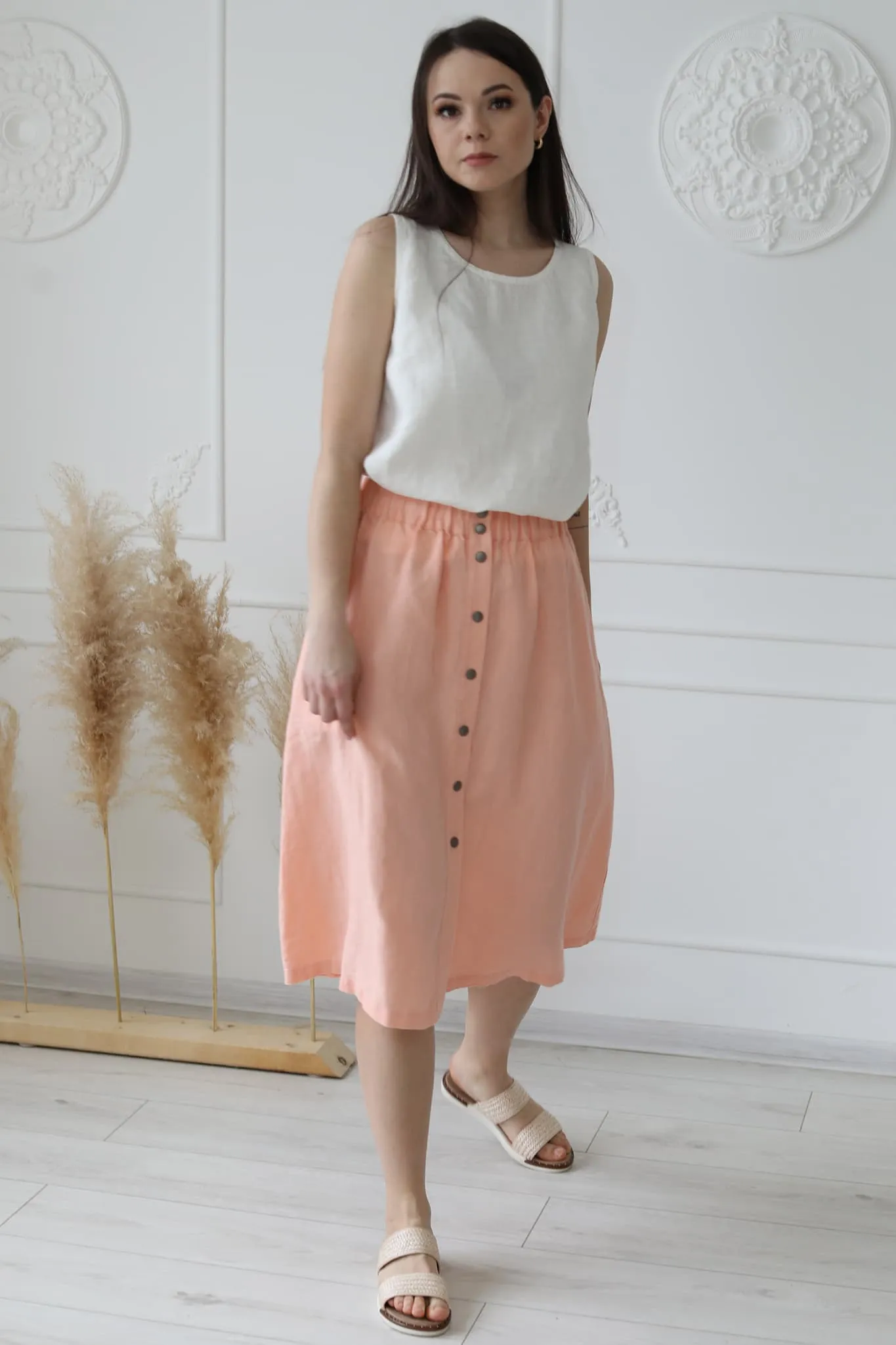 Linen midi skirt Nela