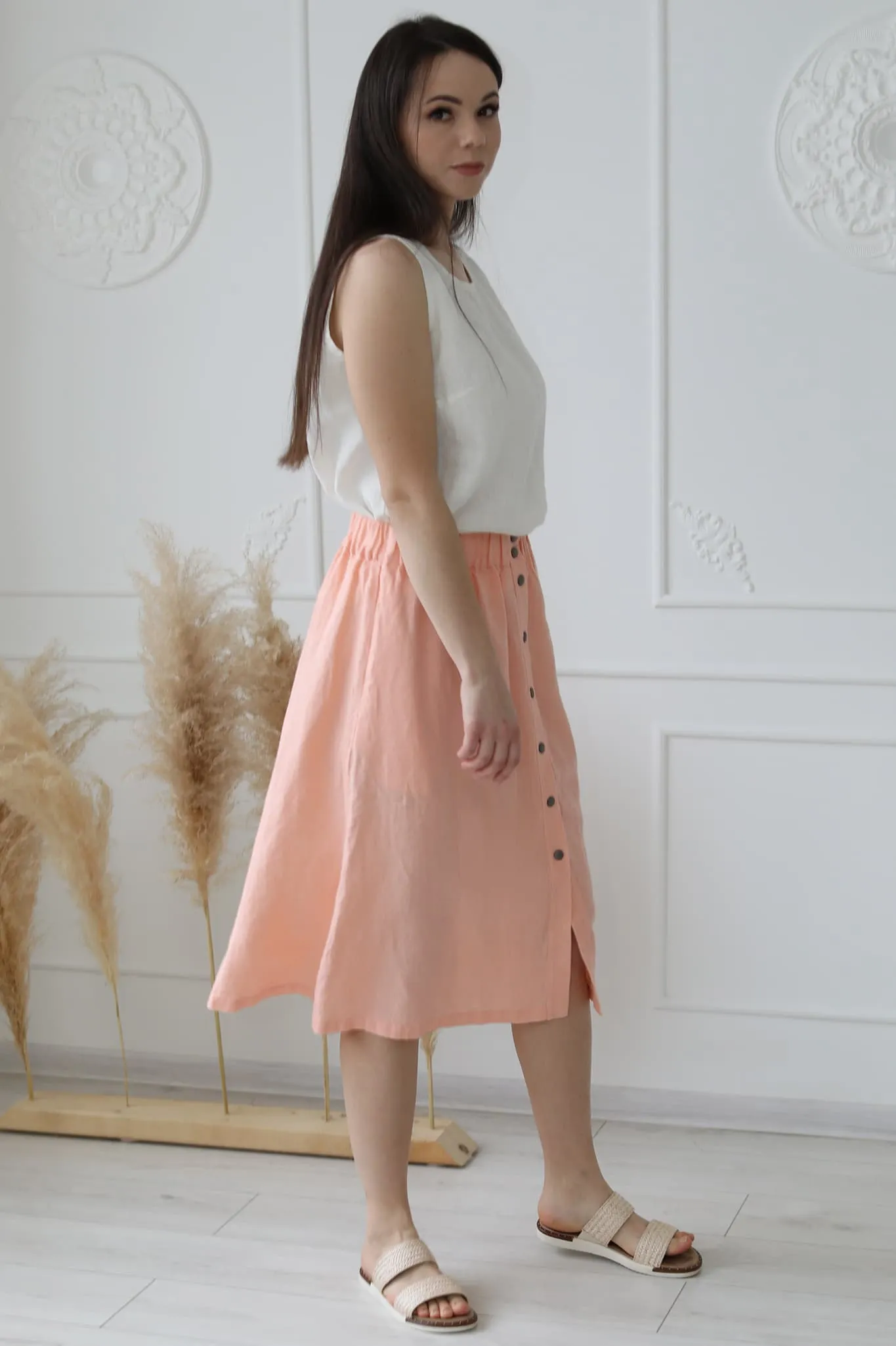 Linen midi skirt Nela