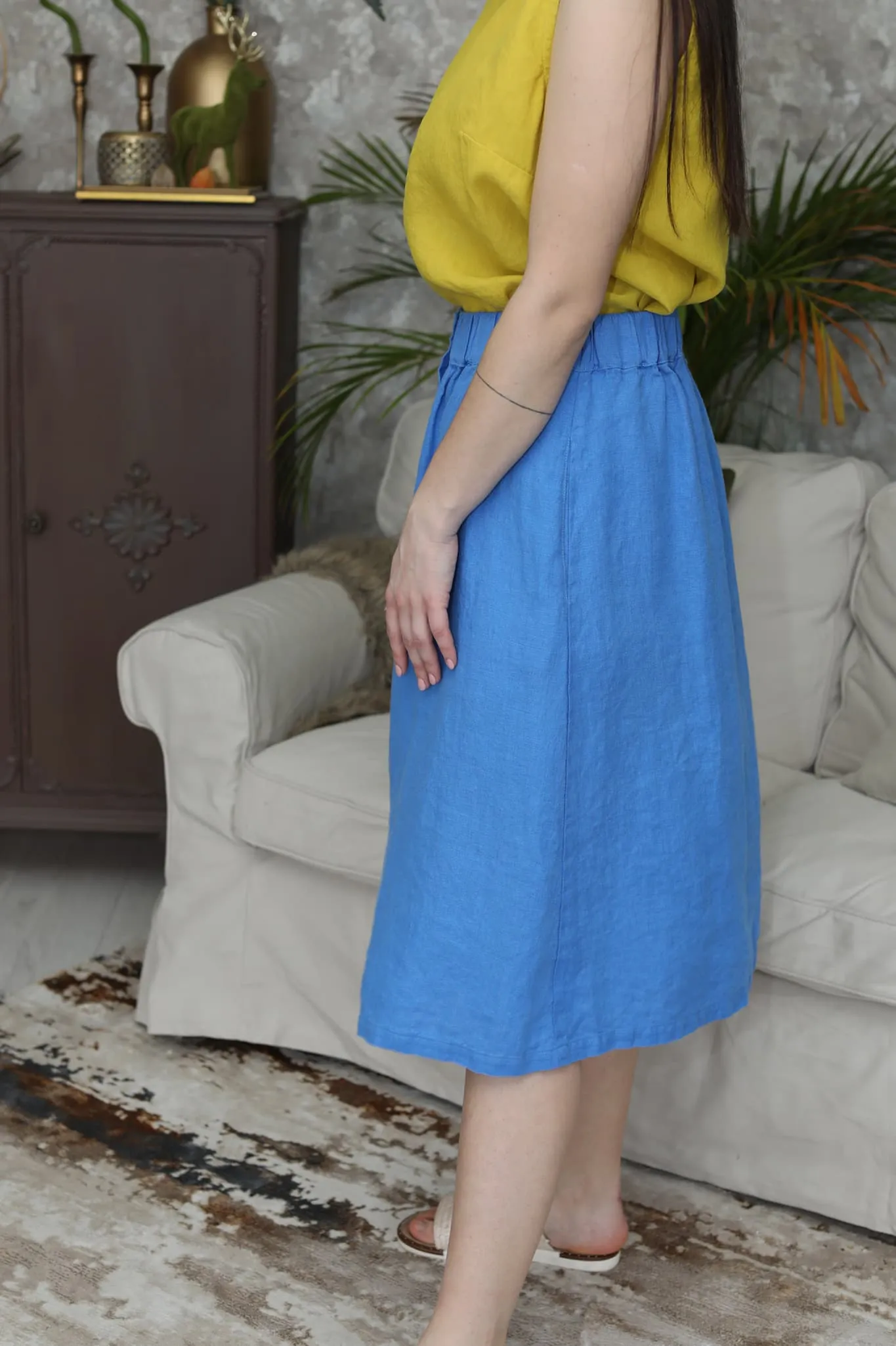Linen midi skirt Nela
