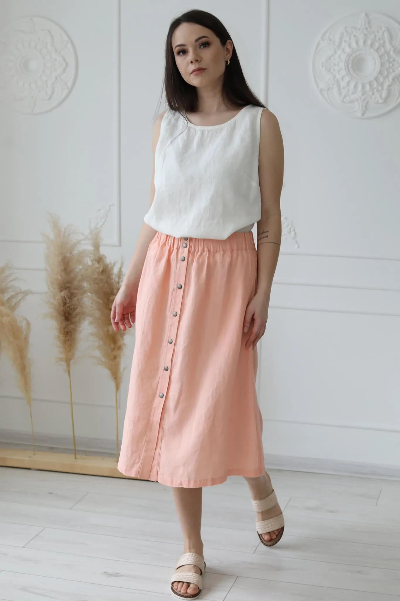 Linen midi skirt Nela