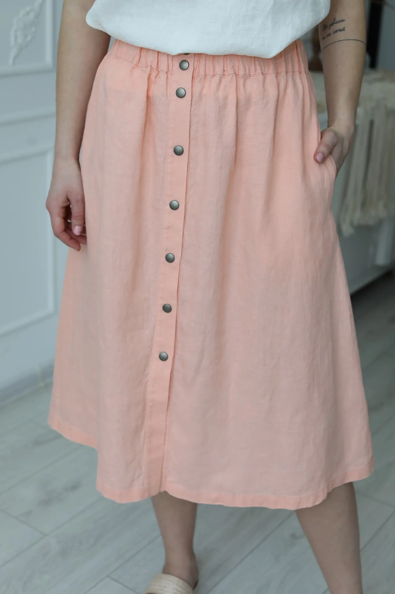 Linen midi skirt Nela