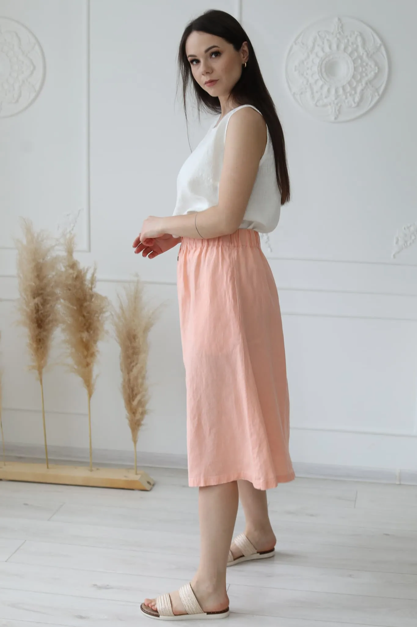 Linen midi skirt Nela